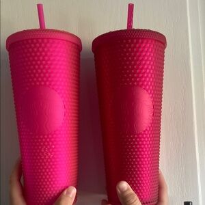 Starbucks Pink Accented Tumbler with Textured Design